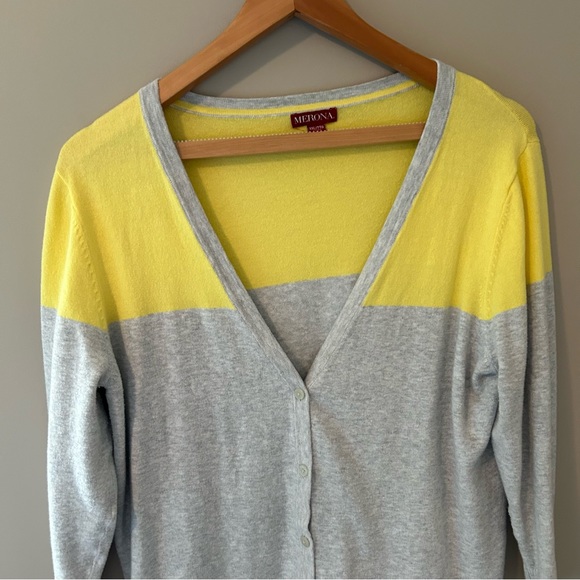 Lovely little yellow and grey button up sweater for spring time.  Size XXL - Picture 3 of 13